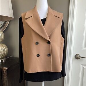 White House Black Market Women's Tan Double-Breasted Vest